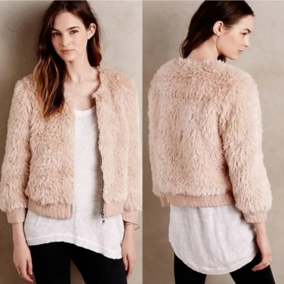 Anthropologie Jackets & Blazers - Anthropologie Elevenses Blush Faux Fur Jacket